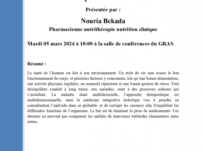 Conférence-Débat intitulée &quot;Environnement, Santé Holistique et Stratégies Préventives&quot;